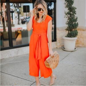 Anthropologie Abbey Jumpsuit Belted Crop Wide Leg